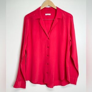 Equipment Women’s 100% Silk Long Sleeve Blouse in Hot Pink Size Large